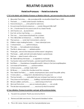 Bài tập Relative clauses